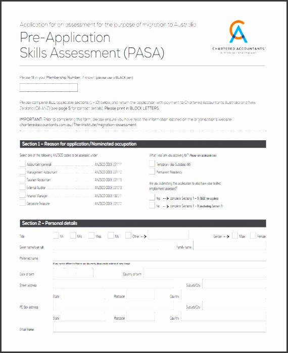skills assessment forms
