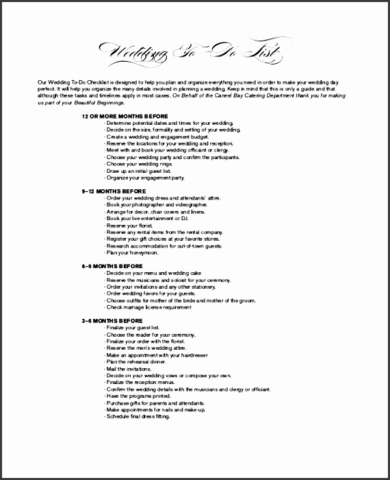 sample wedding to do list template for catering