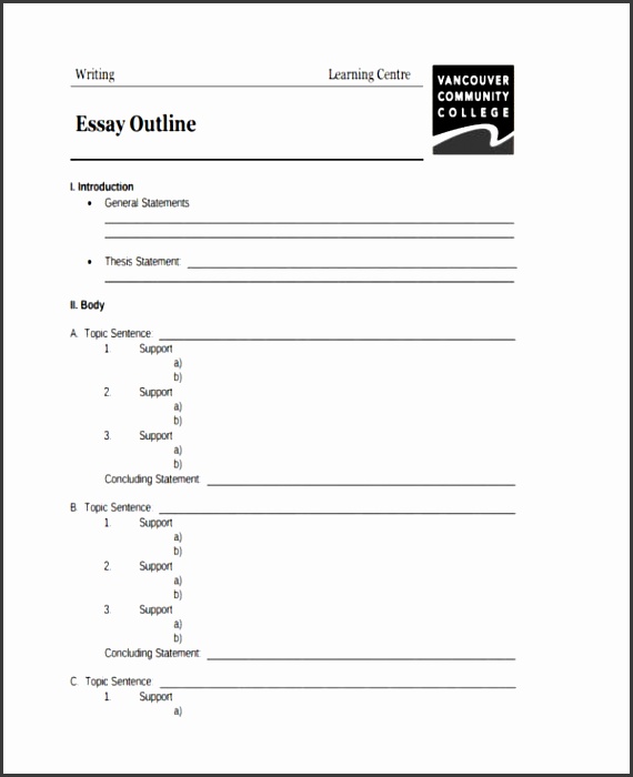college essay outline example