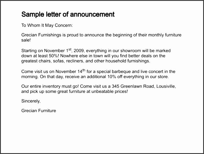letter of announcement