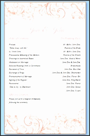 one page template wedding programs templates within one page event program template