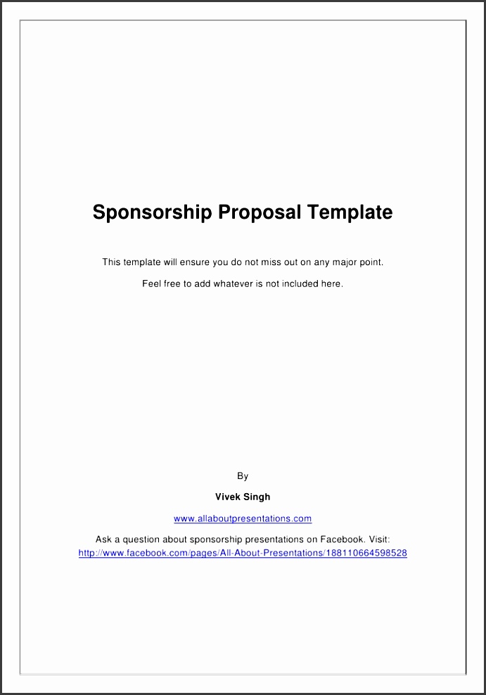 sponsorship proposal template this template will ensure you do not miss out on any major point