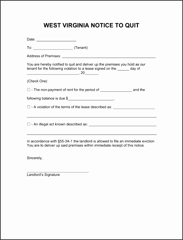 free west virginia eviction notice forms process and laws pdf word eforms free fillable forms