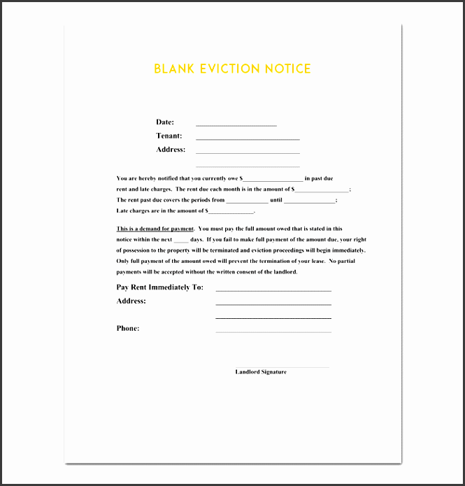 blank eviction notice