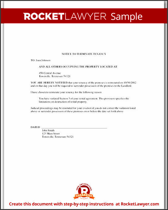 sample eviction notice form template