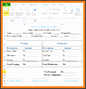simple payslip sample excel payslip format in microsoft excel free 293x300