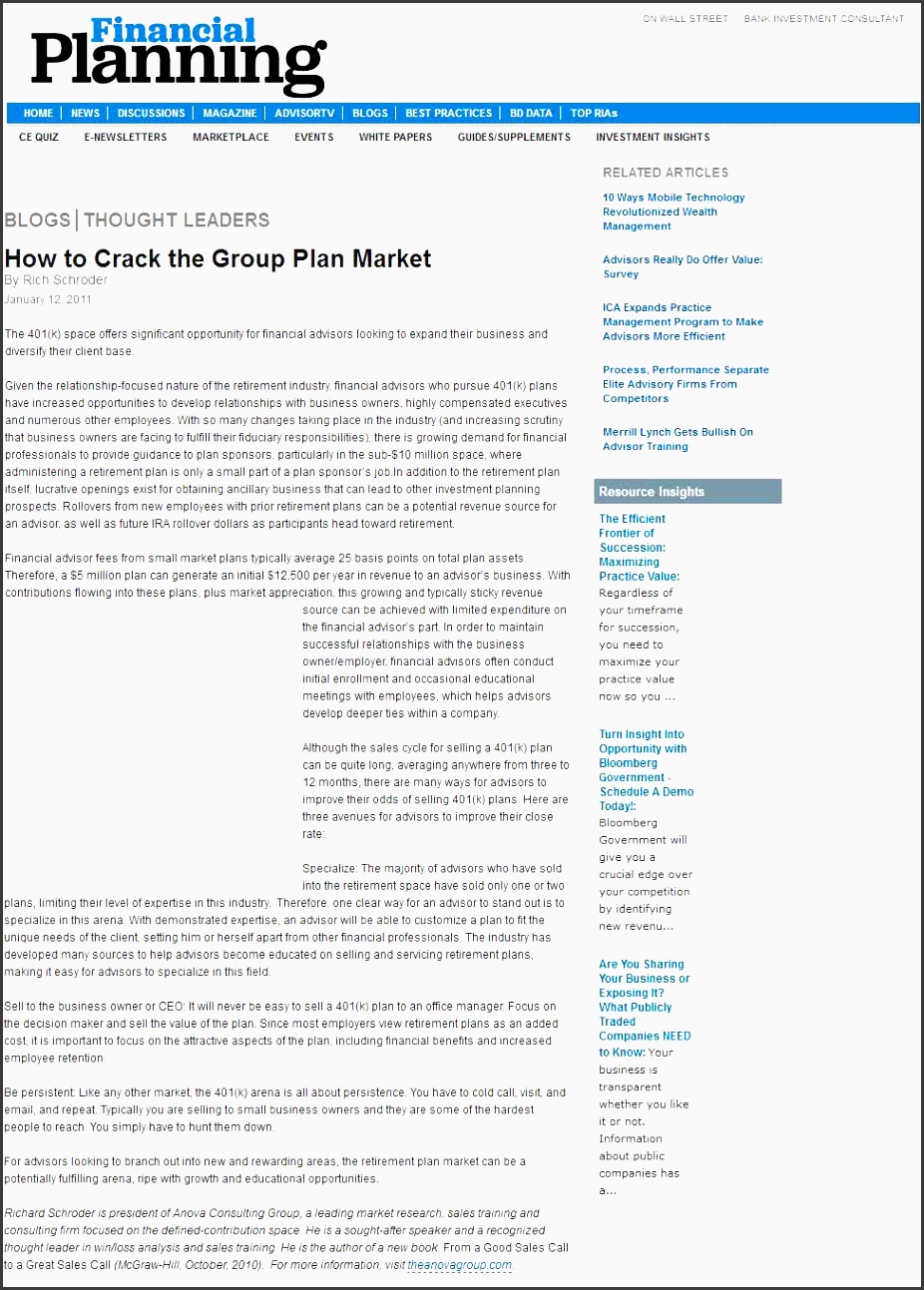 how to crack the group retirement plan market rich schroder thought l business plan financial business