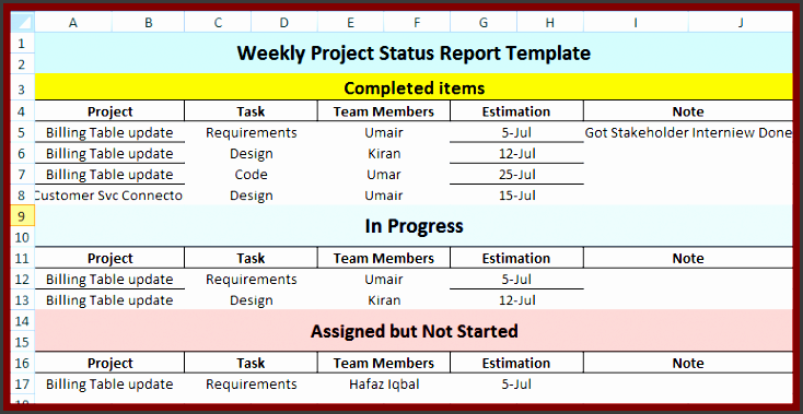 project status report template in excel excel about