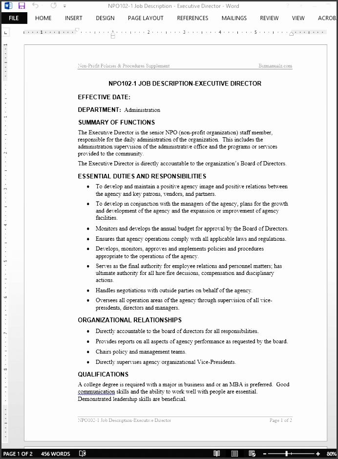 executive director job description template