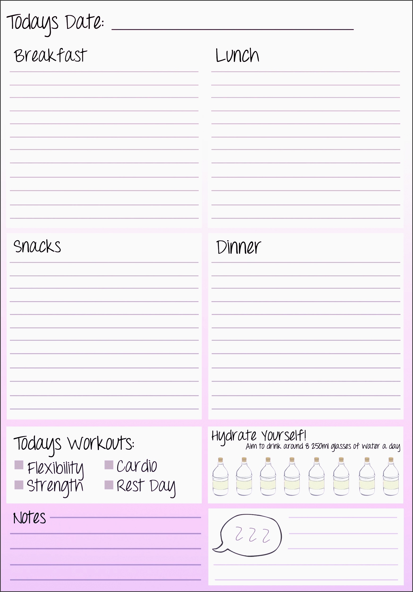 daily fitness journal printable