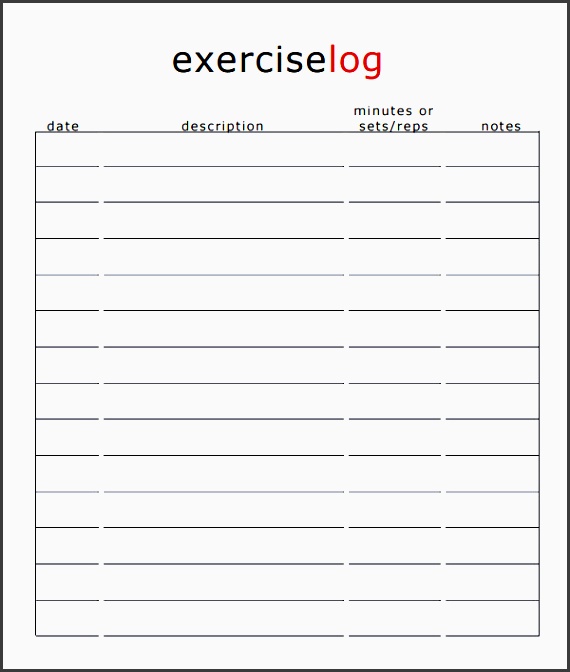 exercise log template 7 free pdf doc