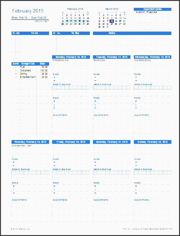personal planner template