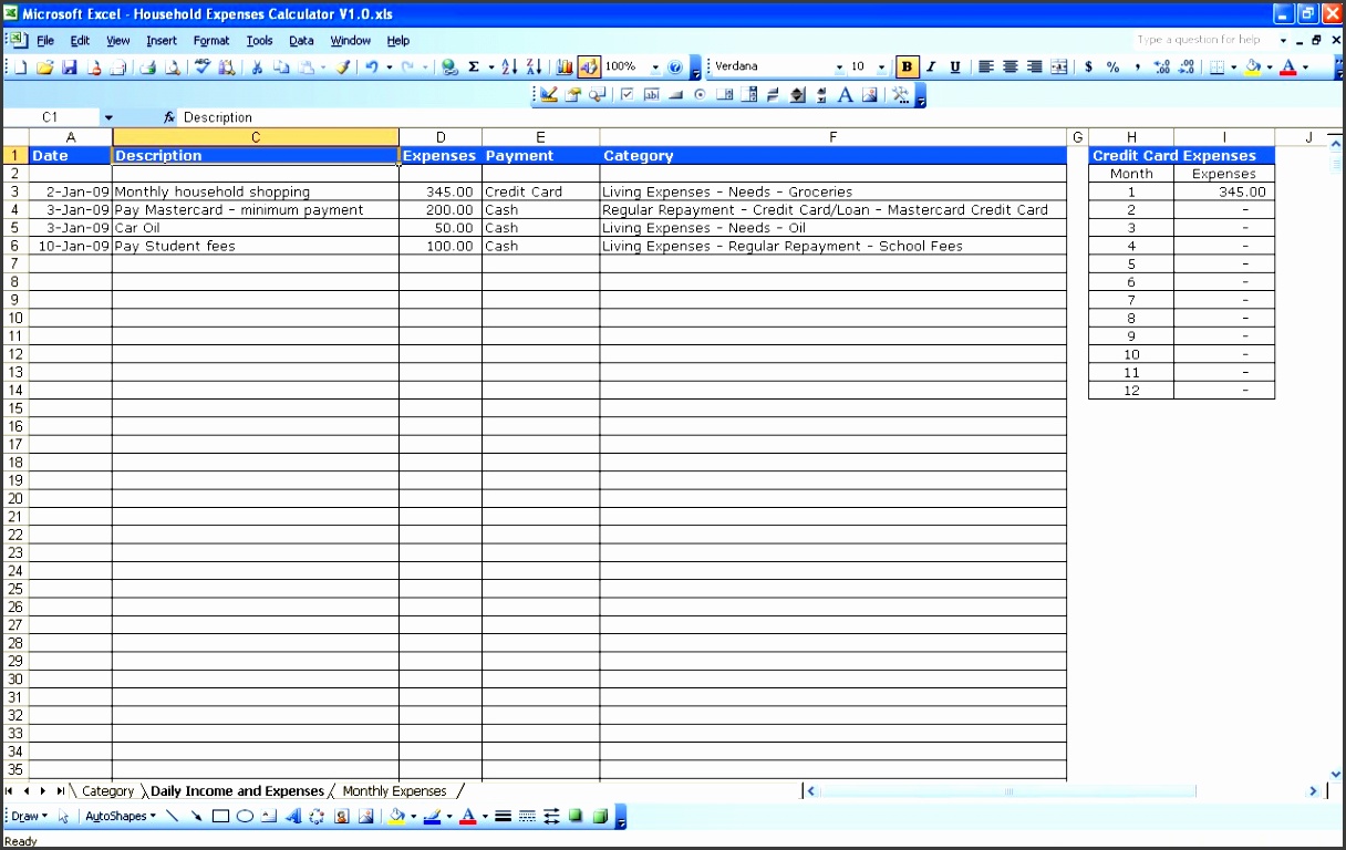 household expenses tracker