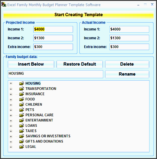 what is this software excel family monthly bud planner