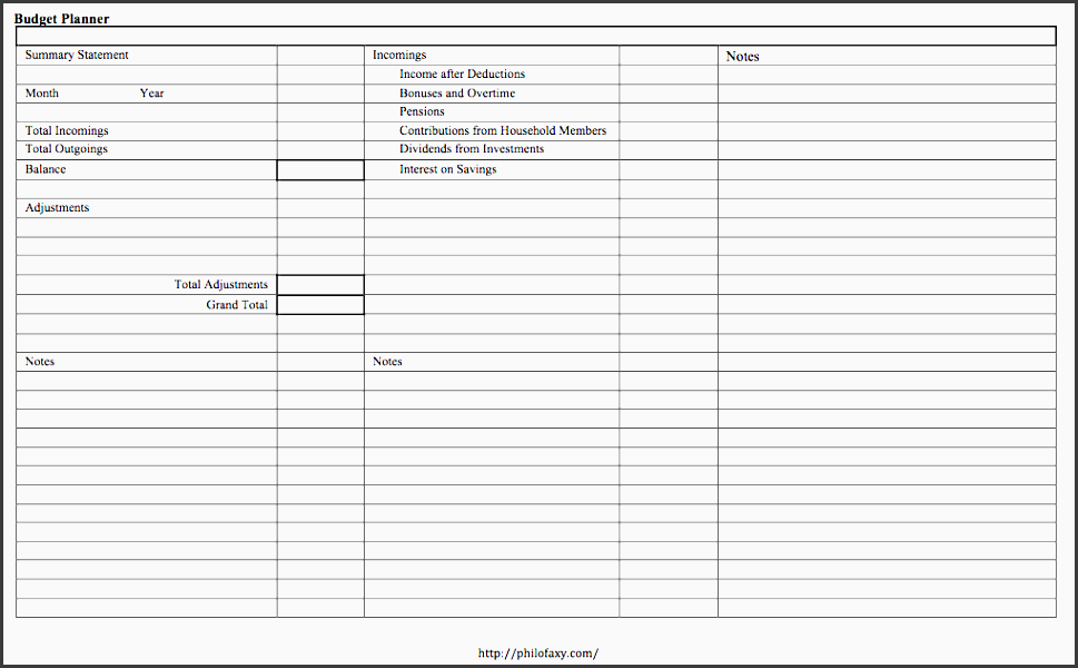 bud planner templates