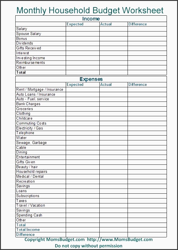 sample household bud family bud planner template bud