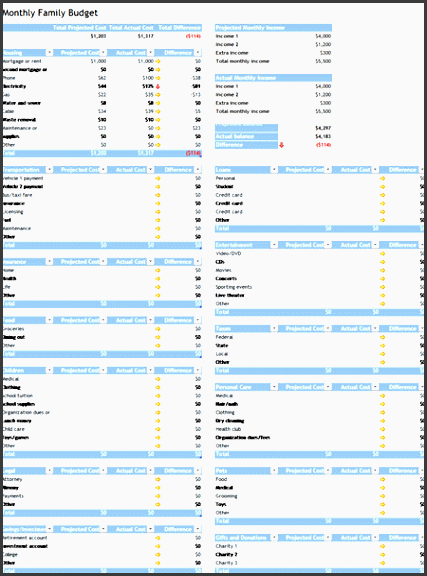 pa s family monthly bud planner template