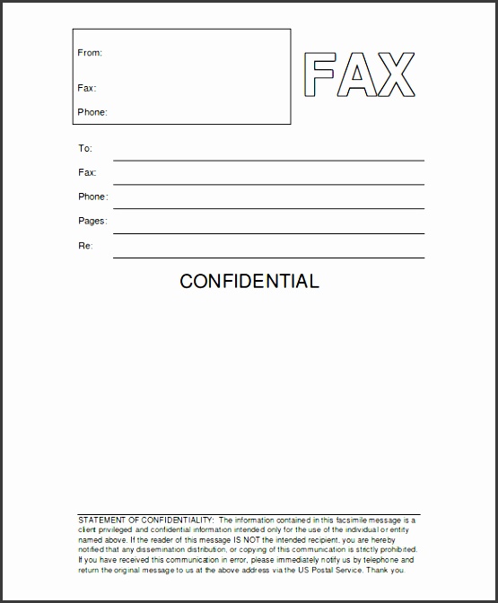 confidential fax cover sheet word format sample