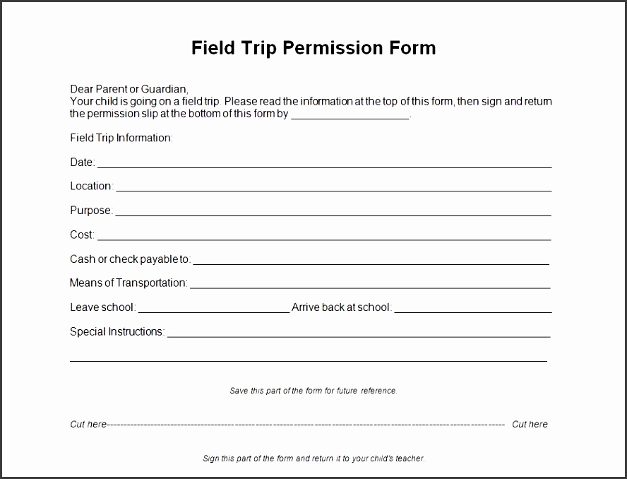 field trip permission form