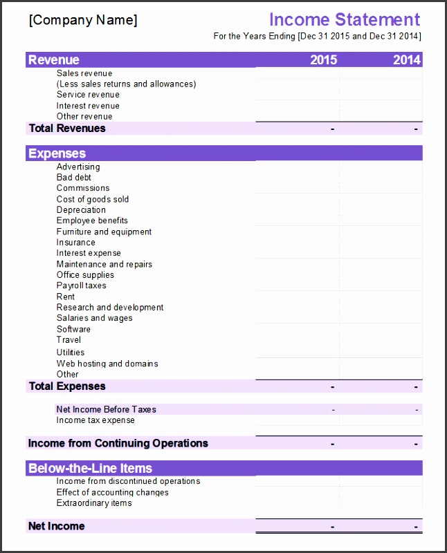 financial in e statement template