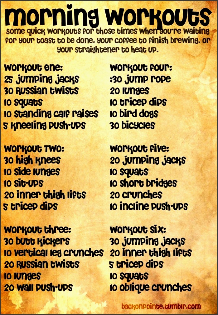 some short morning workouts for when you forgot to set the timer on your coffee maker all bodyweight exercises that don t require much space