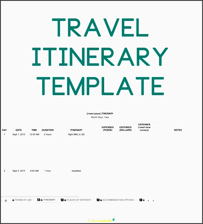 trip itinerary template