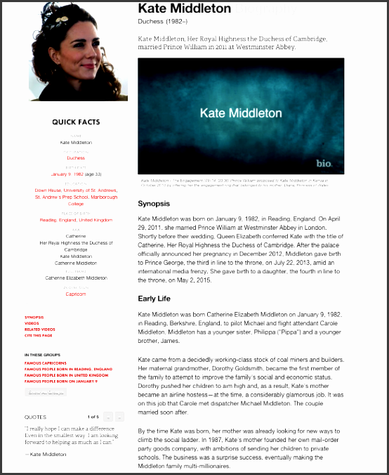 online biography sample