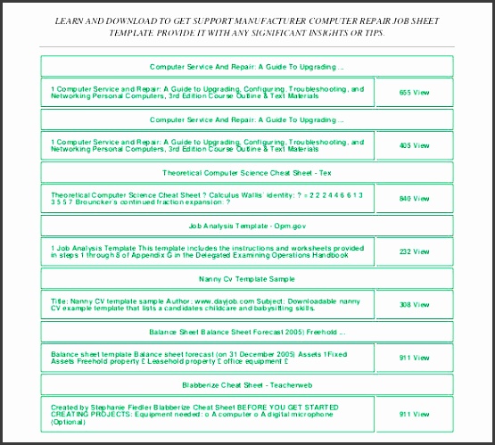 puter repair job sheet template free pdf format