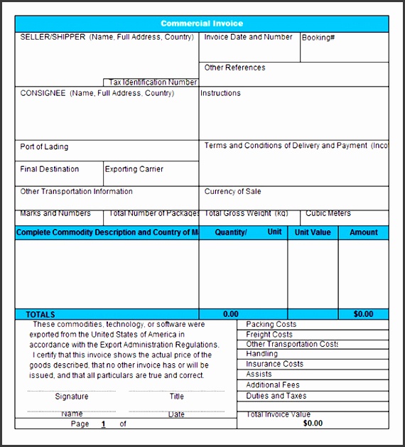 mercial invoice template excel free blank mercial invoice template excel uynusk