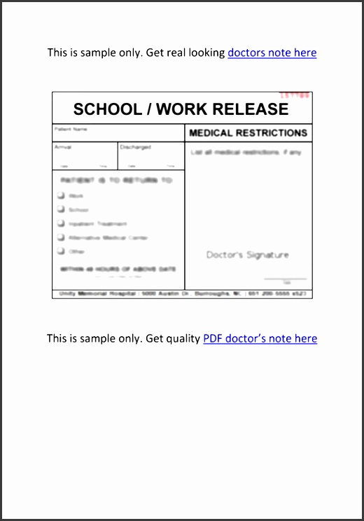 free doctors note template pdf