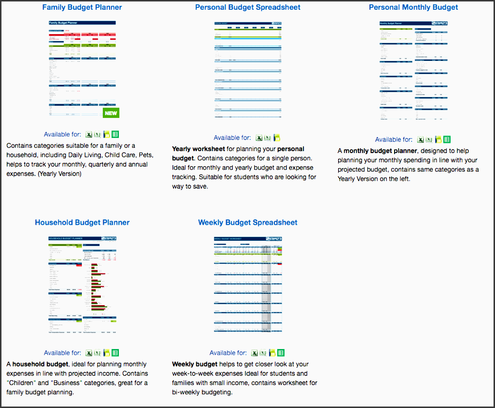 excel template for all types of bud s
