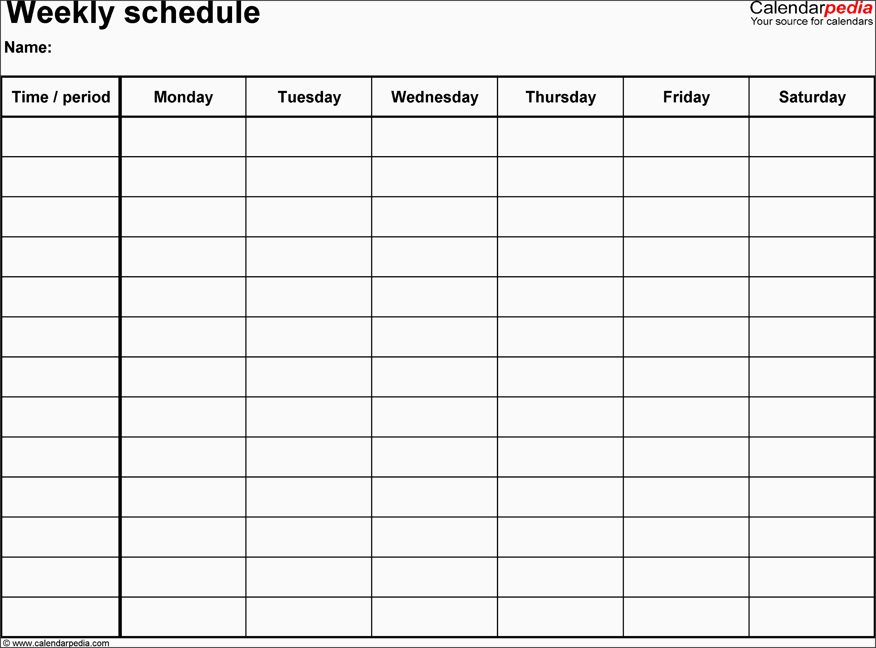 weekly schedule template for excel version 8 landscape 1 page monday to saturday