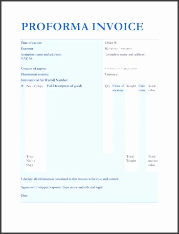 blue banded row theme proforma invoice sample