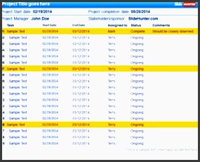 project management worksheet template for powerpoint
