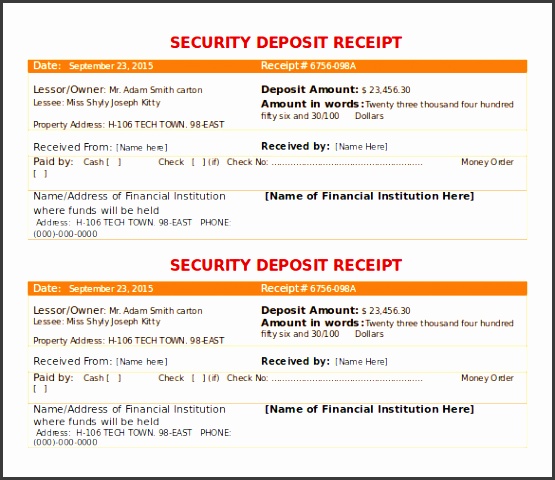 security deposit receipt template doc for free the proper receipt format for payment received and