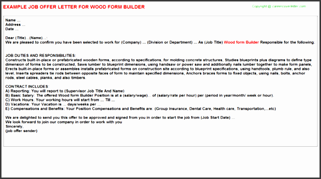 wood form builder job offer letter sample free example doc format for building and writing guide