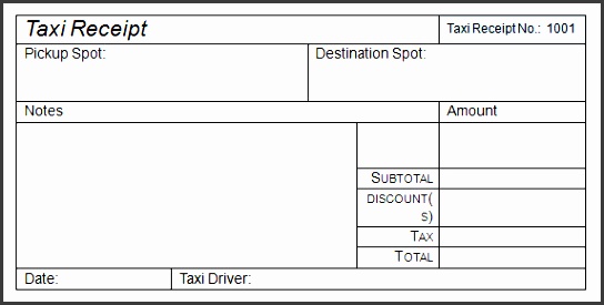 sample taxi receipt