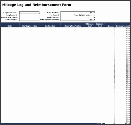 mileage log template log templates