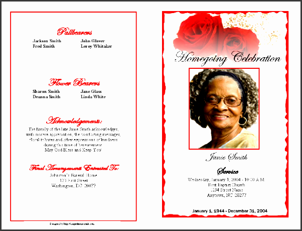 funeral program example outer cover