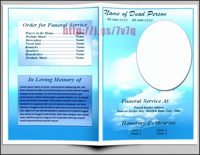 basic blue theme funeral program template log