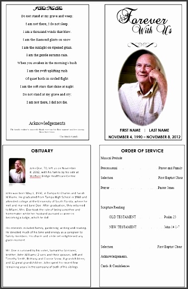 single fold funeral memorial program template for dad or grandfather create a remembrance memorial