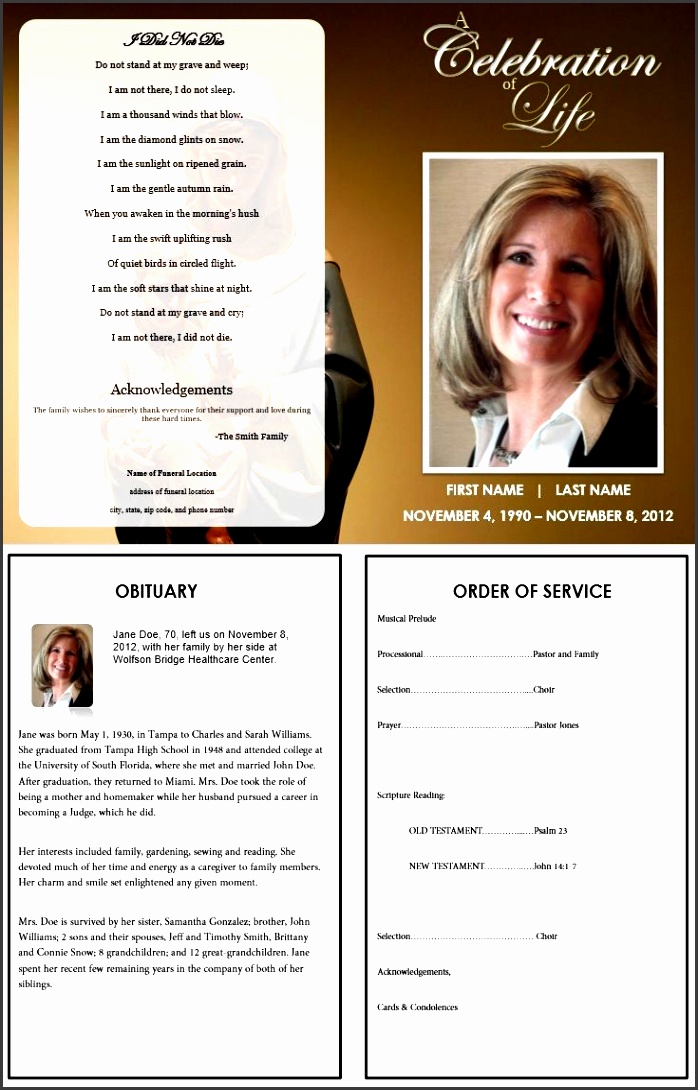 virgin mary funeral program template inside consists of an obituary template and the order of
