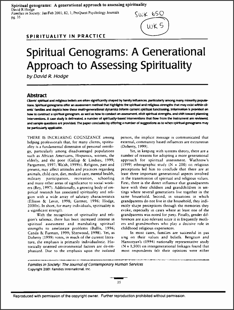 spiritual genograms a generational approach to assessing spirituality pdf available