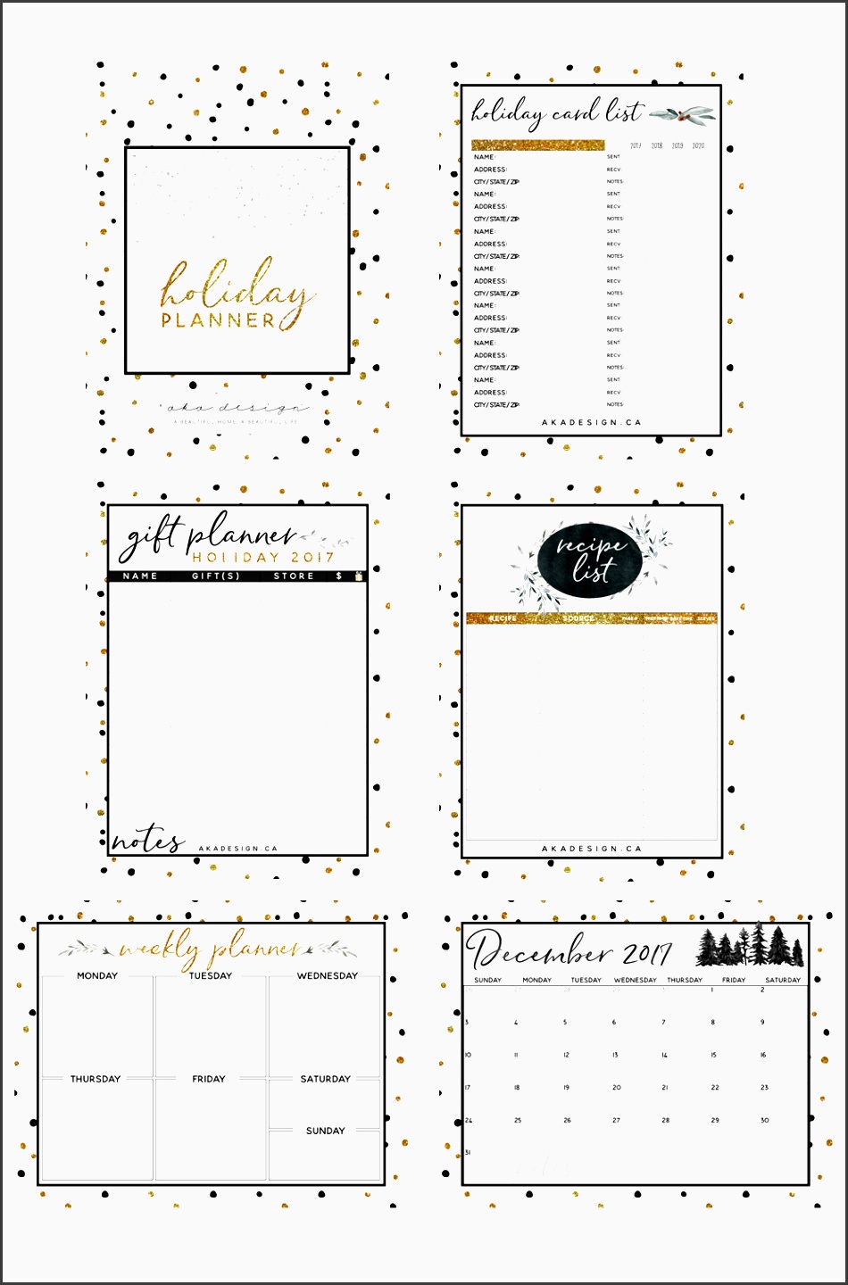 free holiday planner pack sample pages