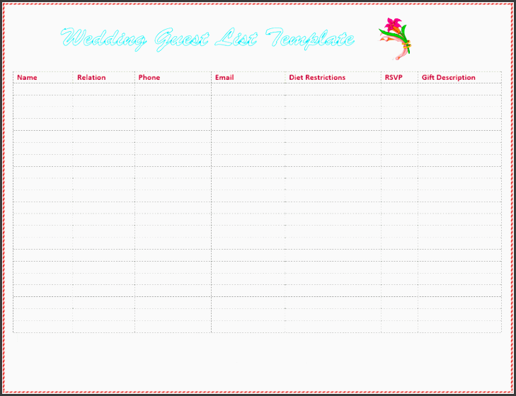 dotxes free wedding guest list template