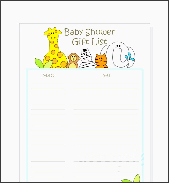 baby shower t wish list template