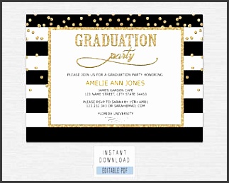 graduation invitation instant graduation invitation template graduation party invitations black and gold