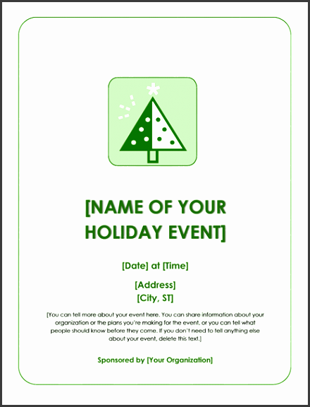 holiday event flyer with snowflakes
