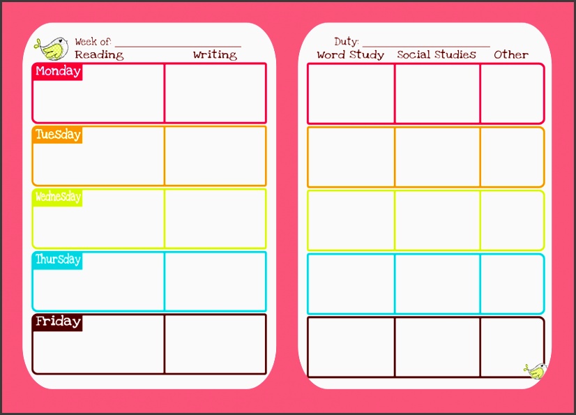 teacher weekly planner template lp