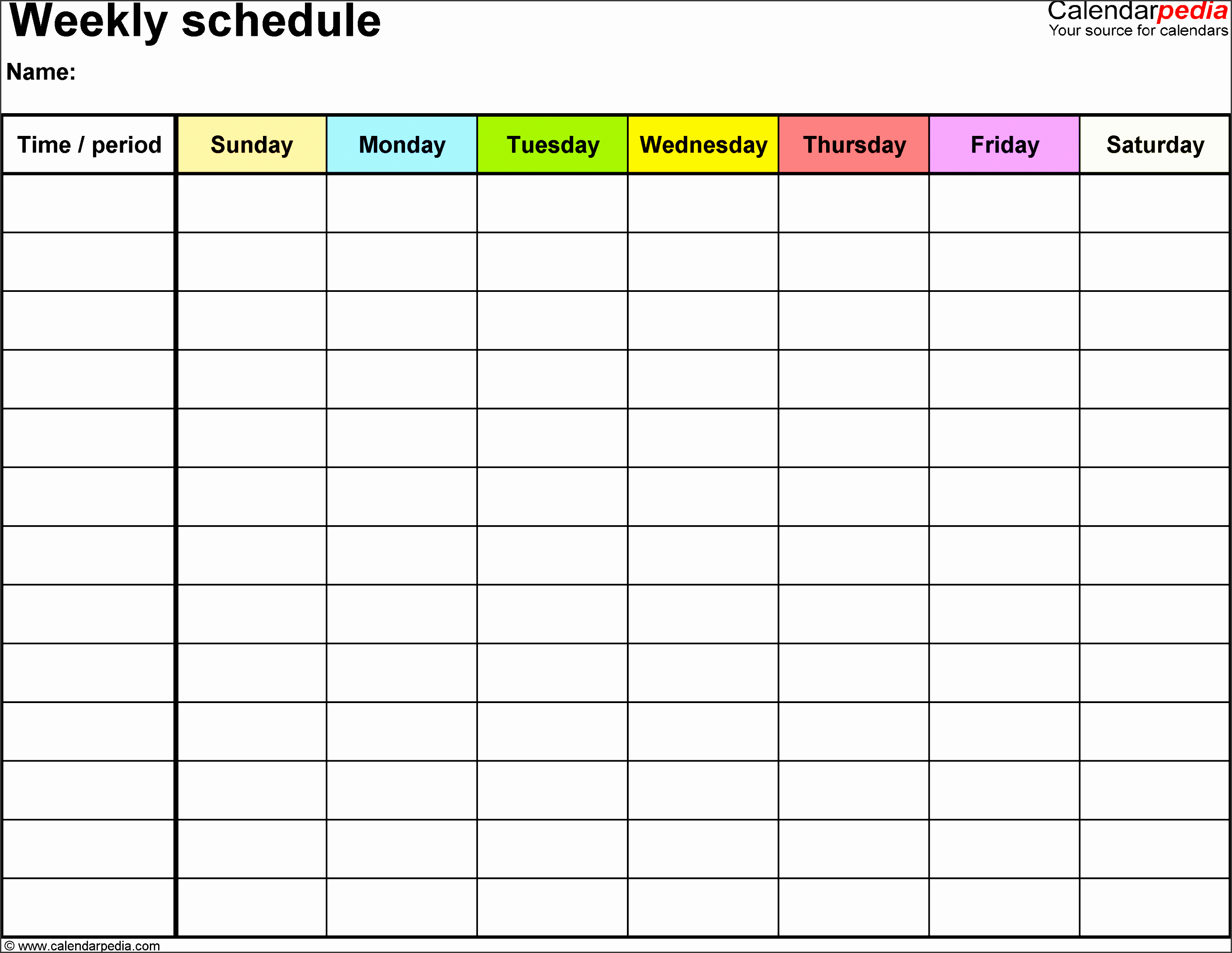 weekly schedule template for excel version 13 landscape 1 page sunday to saturday